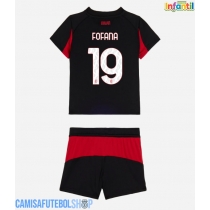 Camisa de time de futebol AC Milan Youssouf Fofana #19 Replicas 1º Equipamento Infantil 2025-26 Manga Curta (+ Calças curtas)